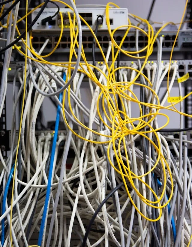 tangled cables mess