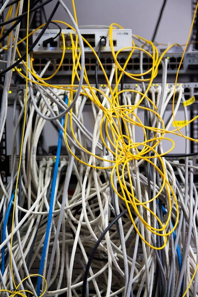tangled cables mess